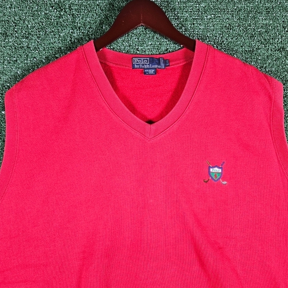 Vintage Polo Ralph Lauren V-Neck Red Golf Sweater Vest / Mens Size Large - Picture 5 of 7